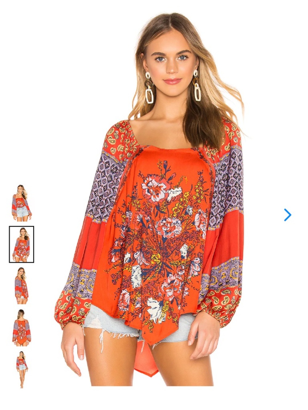Free People Positano Patchwork Blouse